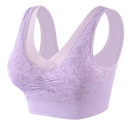 

Hfyihgf Sports Bras for Women Print Racerback Seamless Wireless Comfort Bra with Removable Padded for Yoga Gym Workout(Purple L)
