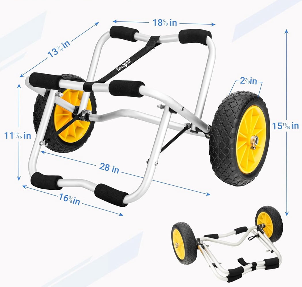 Kayak Cart U-Shape Aluminum 200lbs Capacity Kayak Dolly