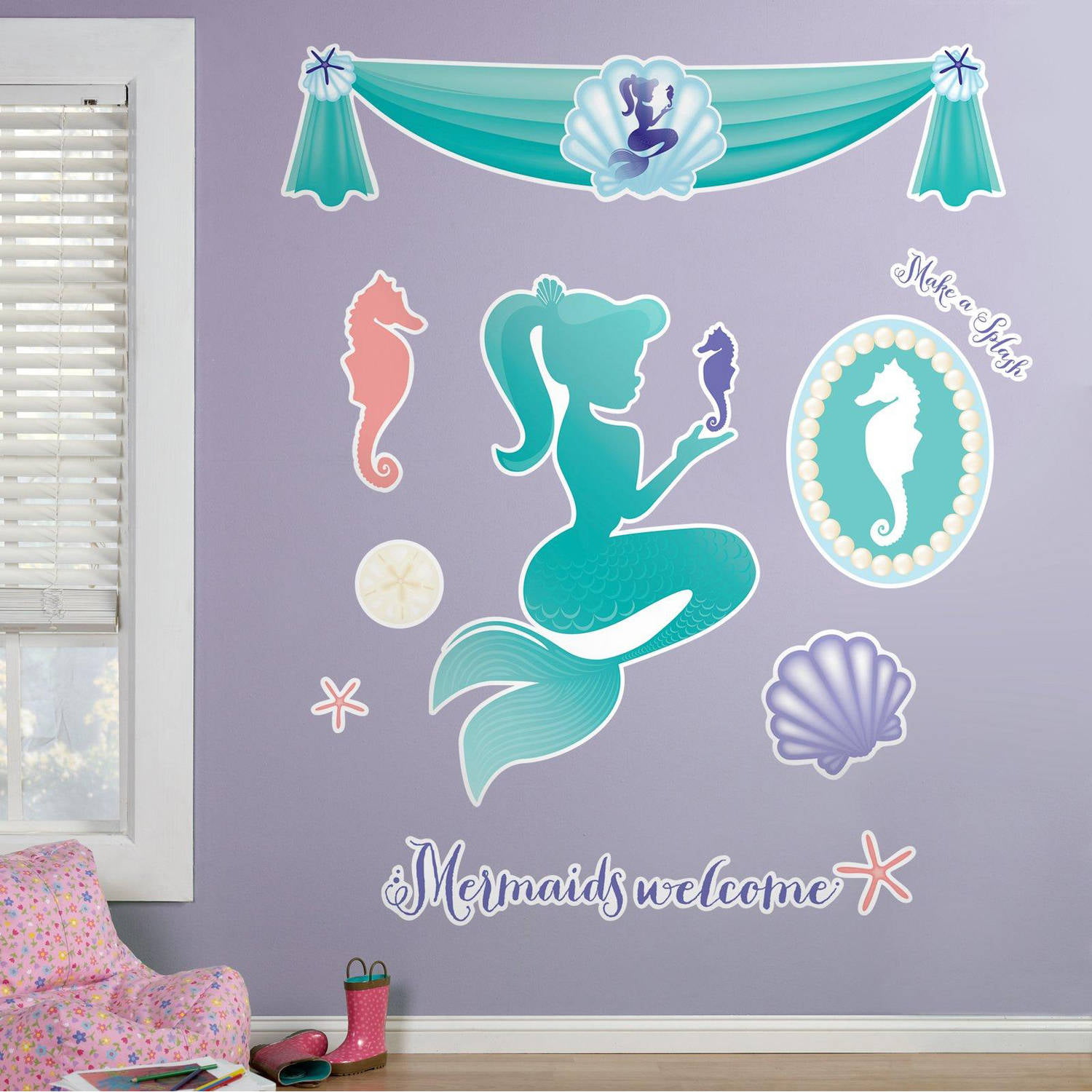 Dolphin and mermaid sticker large mermaid decal