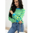 thumbnail image 5 of Ushdele Chic Viscose Drop Shoulder Sweater | Green Stripes | Must-Have Top, 5 of 8