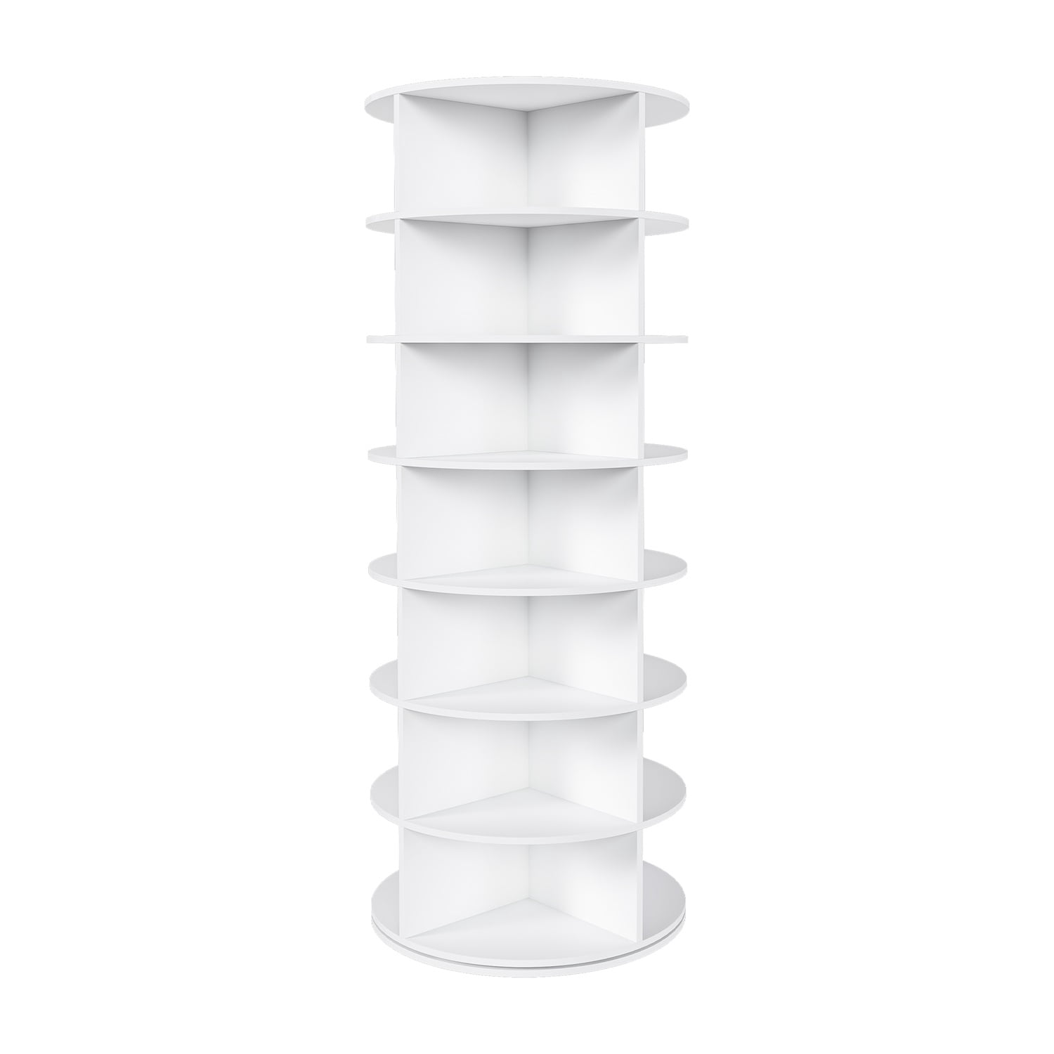 Hommoo 7-Tier Rotating Shoe Rack Tower, 360° Spinning Shoe Organizer, Space-Saving 28-Pair Storage for Closets & Entryways, White