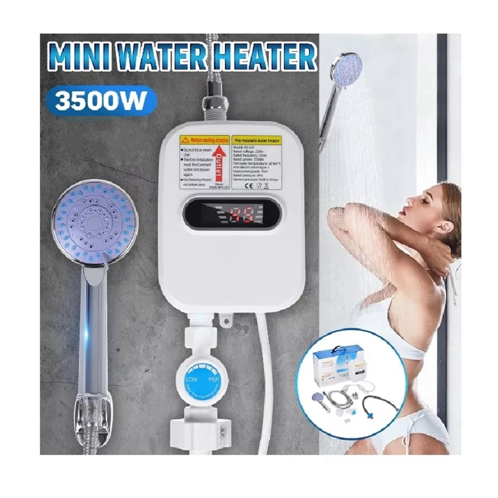 3500W Electric Thankless Instant Hot Water Heater Bathroom Faucet Tap Heating 3 Seconds Instant Heating ,Energy Saving