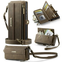 Compatible with Samsung Galaxy A14 5G Case Wallet with RFID Blocking Card Holder for Women and Men, Matte Soft PU Leather Magnetic Snap Flip Zipper Strap Wallet Phone Case,Coffee