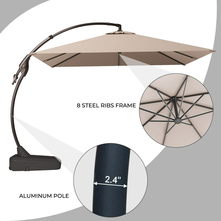 grand patio deluxe 10 ft curvy aluminum offset umbrella Patio Cover for 1013 Umbrella with Curved Cantilever and Straight Pole, Waterproof Cantilever Umbrella Cover with Zipper, Weather-resistant, Beige : Patio, Lawn & Garden and gatherings Jearey 10 ft.Aluminum Curvy Cantilever