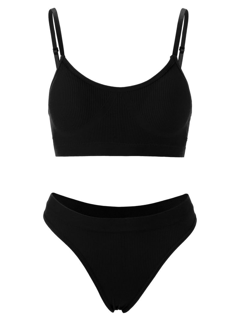 Spencer Women Sexy Lingerie Set 2 Piece Female Push Up Bra and Panty Set  Strappy Bralette Underwear Sleepwear Nightwear "M,Black" - Walmart.com