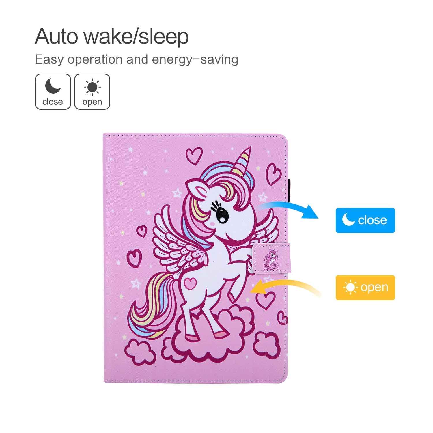 iPad 10.2 Case for iPad 8th 7th Gen 2020 2019, Allytech PU Leather Slim Fit Protection Smart Cover Auto Sleep Wake Pencil Holder Muilt Angle Stand Folio Flip Cover for Apple iPad 10.2",Flying Unicorn