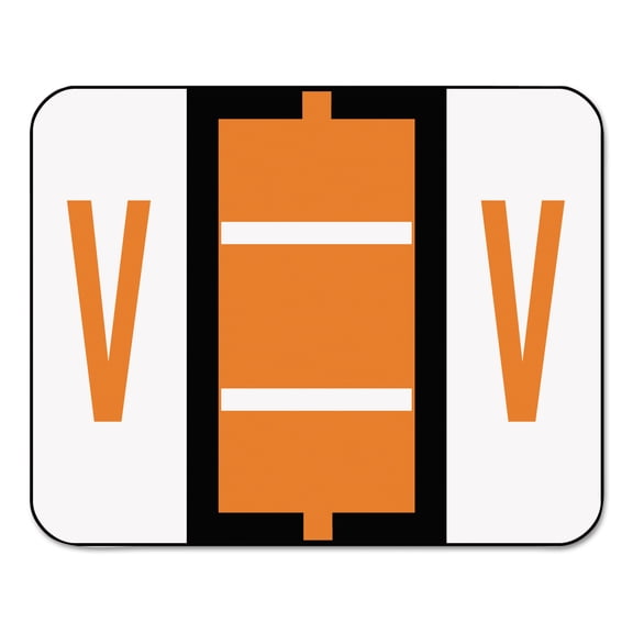 Smead A-Z Color-Coded Bar-Style End Tab Labels, Letter V, Dark Orange, 500/Roll -SMD67092