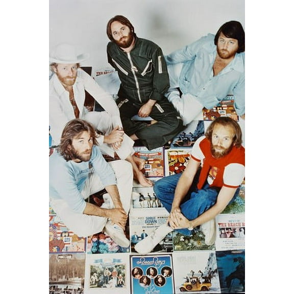 The Beach Boys 24x36 Poster studio pose sitting on their albums 1970's