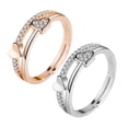 thumbnail image 6 of Opolski Women's Fashion Rhinestone Inlaid Double Hearts Open Ended Ring Jewelry Gift, 6 of 7