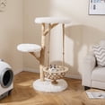 thumbnail image 2 of Costway 48.5" Solid Wood Cat Tree with Hanging Cradle Jute Scratching Post Perch Soft Plush, 2 of 10