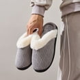 thumbnail image 4 of Ticikt Ladies Fashion Winter Insulation Closed Toe Flat Bottom Soft Slippers,Color:Navy,Size:9.5, 4 of 9