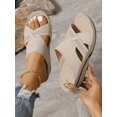 thumbnail image 3 of Women's Summer New Black Metal Buckle Flip Flops, Fashionable, Comfortable, Elegant, Casual, Beach, Wedge, Thick-Soled Sandals, Plus Size, 3 of 4