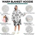 thumbnail image 5 of Wearable Oversized Blanket,Black Geometric Triangle Diamond Pattern Wearable Blanket Hoodie for Adults,Cozy Hooded Blankets with Super Pockets,Super Warm Fuzzy Pullover for Women & Men, 5 of 6