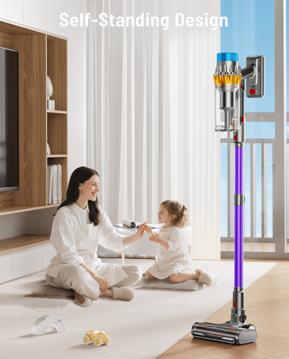 VAKERR Cordless Vacuum Cleaner, 55KPA/550W/ 60Mins 2500mAh Stick Vacuum for Home Hardwood Floor Carpet Pet Hair