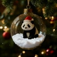 thumbnail image 5 of Christmas Six-Animal Snow Globes Ornament Set - Glass Balls with Santa Hat Figures and Mini Landscapes, Metal Top Rope Hanger, Ideal Holiday Gift for Tree, Home and Office, 5 of 6