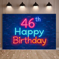 thumbnail image 7 of Neon Style 46th Birthday Banner Background Party Decoration Backdrop Photography Props for Birthday Party Celebrations Happy Birthday Decor for Photo Booth Setups, 7 of 7