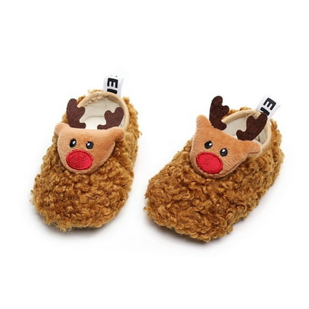 

Baby Boys Girls Soft Plush Shoes Winter Newborn Infant Non Skid Cartoon Slippers
