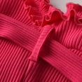 thumbnail image 6 of Infant Baby Girl Clothes Solid Jumpsuit Sleeveless Ruffle Halter Bodysuit Bell-Bottoms Pants Outfits Set Rose Red 6-9 Months, 6 of 6