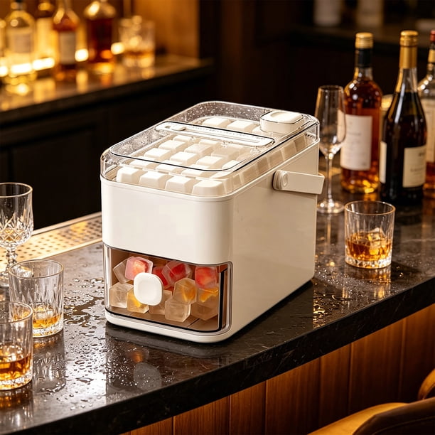 Molde de hielo portátil con congelación rápida, función de desmolde, diseño compacto para bebidas, cócteles y uso al aire libre.