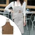 thumbnail image 4 of Runquan Fashion Chef Apron with Pockets Working Uniform Heavy Duty for Kitchen Work Brown, 4 of 7