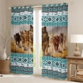 thumbnail image 2 of Manfei Wild Wolf Blackout Curtains Set of 2 (52x84 Each),Aztec Geometric Print Curtain,Blue, 2 of 7