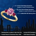 thumbnail image 2 of Gem Stone King 18K Yellow Gold Plated Silver Pink Moissanite and Red Created Ruby Engagement Ring for Women | 2.50 Cttw | Oval 9X7MM | Gemstone Birthstone | Size 9, 2 of 6