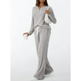 thumbnail image 4 of Conjuntos de Dos Piezas para Mujer, Suéter de Cuello Henley de Otoño, Chándal A Juego, Pijamas Cómodos con Bolsillos Gris L, 4 of 7