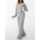 thumbnail image 4 of Conjuntos de Dos Piezas para Mujer, Suéter de Cuello Henley de Otoño, Chándal A Juego, Pijamas Cómodos con Bolsillos Gris L, 4 of 7