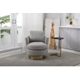 thumbnail image 4 of 360 Degree Swivel Accent Chair with Removable Cushions, Teddy Round Barrel Armhair with Gold Stainless Steel Base, Modern Reading Chair for Bedroom, Living Room, Office, Grey, 4 of 7