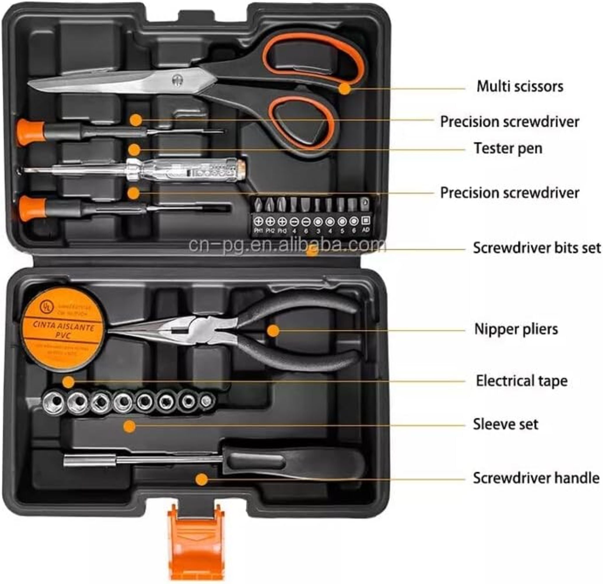 GARDENERA Tool Set Household Tool Kit 25-Piece - General Home/Auto Repair Tool Set with Hammer, Pliers, Screwdriver Set and Toolbox Storage Case - Perfect for Homeowner, DIYer, Handyman