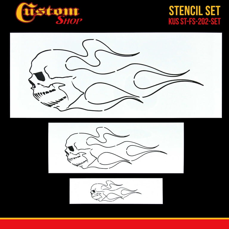 AEROSPACE Airbrush Stencil - FL2 'Flames Stencils' Set of 3