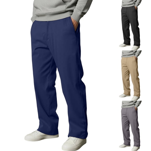 Men's Leisure Straight Leg Zipper Jogging Trousers, Casual Running Pants for Gym, Outdoor and Street Style,Black,L