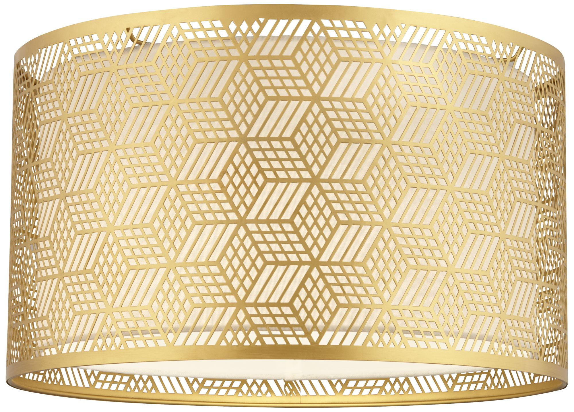 Springcrest Gold Finish Laser Cut Metal Large Drum Lamp Shade 17