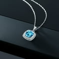 thumbnail image 5 of Gem Stone King 10K White Gold Pendant 2.02 Ct Cushion Swiss Blue Topaz White Diamond, 5 of 5