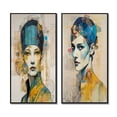 thumbnail image 2 of Designart "Neo-Tokyo Monarch Empress of Futuristic Japan I" Fashion Woman Framed Wall Art Set Of 2 - Glam Orange Framed Canvas Set For Living Room Decor, 2 of 6