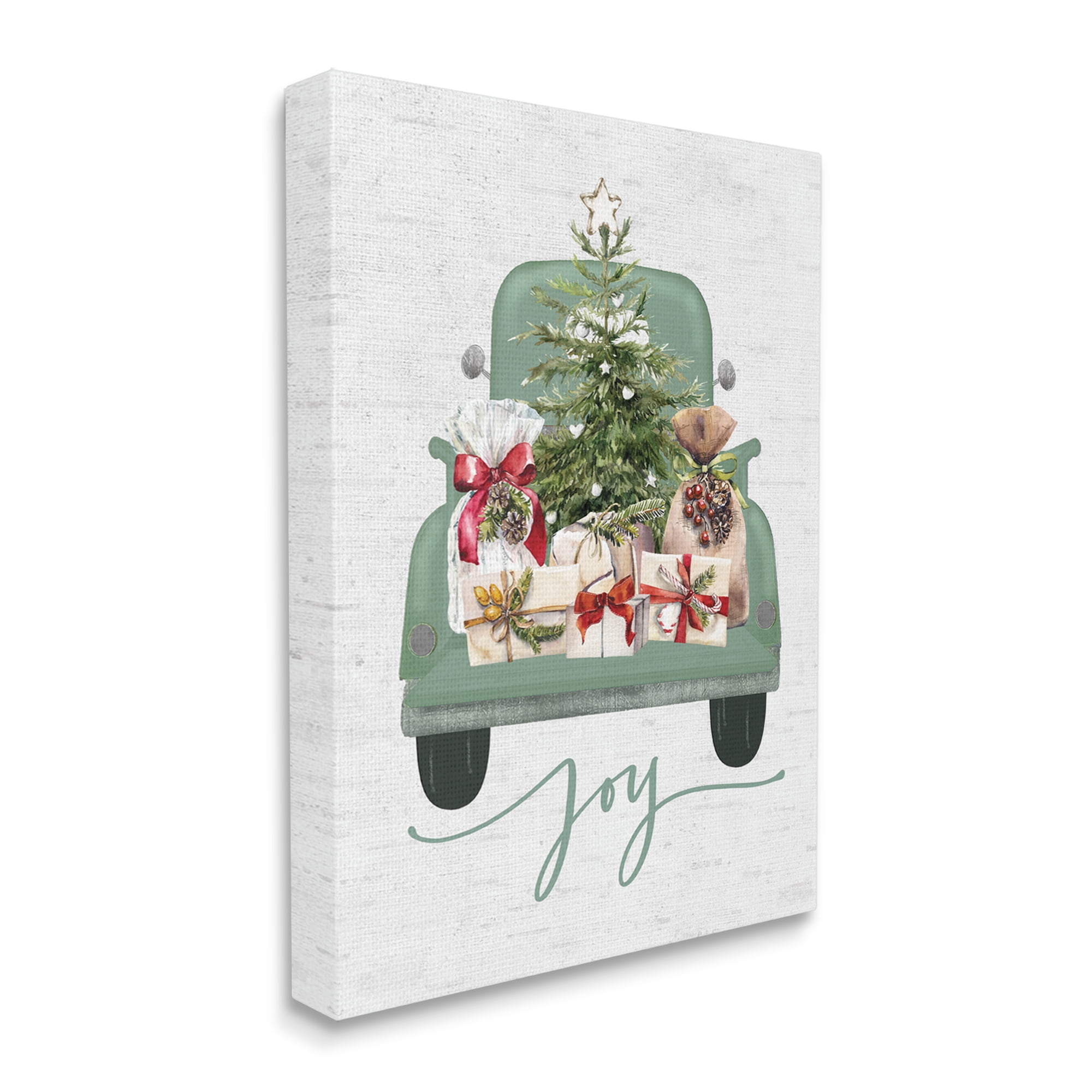 Stupell Industries Rustic Gift Truck with Joy Holiday Painting Gallery Wrapped Canvas Art Print Wall Art, 16 x 20