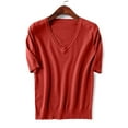 thumbnail image 7 of Leesechin Womens T Shirts V-Neck Half Sleeve Loose Fit Shirts Casual Solid Basic Tops, 7 of 7