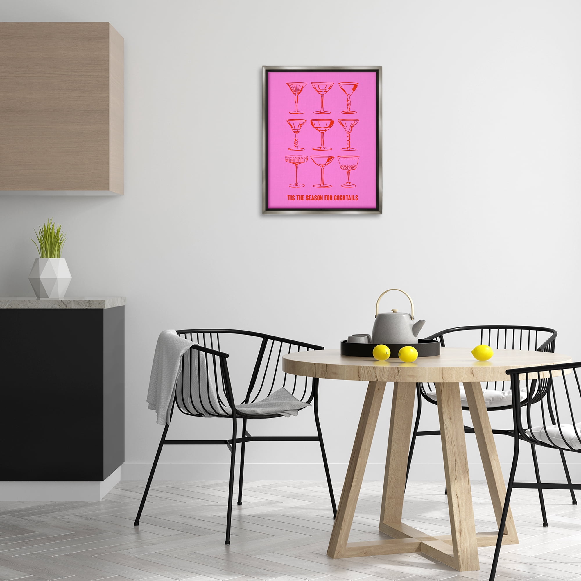 Stupell Industries Season For Cocktails Holiday Painting Gray Floater Framed Canvas Art Print Wall Art, 17 x 21
