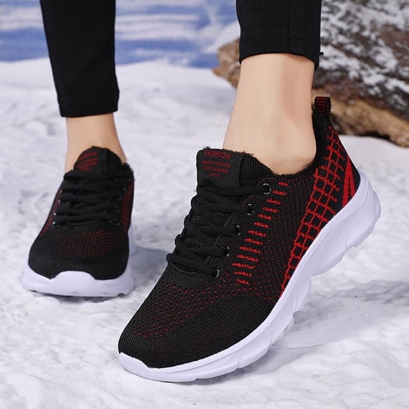 XEGLSBU Women's Knitted Mesh Orthopedic Lace-Up Platform Sneakers Slip-On Comfort Breathable Arch Support Walking Shoes Casual Lightweight Non-Slip Soft Sole Toning Rocker Shoes