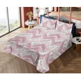 thumbnail image 4 of Ambesonne Chevron Fitted & Flat Sheet with Shams 4 Pcs Set, Marble Zigzag Pattern Art, King, Dried Rose and Soft Pink, 4 of 5