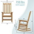 thumbnail image 3 of Kaleemen Oversized Outdoor Rocking Chair,Easy to Assemble High Density Polyethylene Patio Rocking Chair,Teak color, 3 of 6
