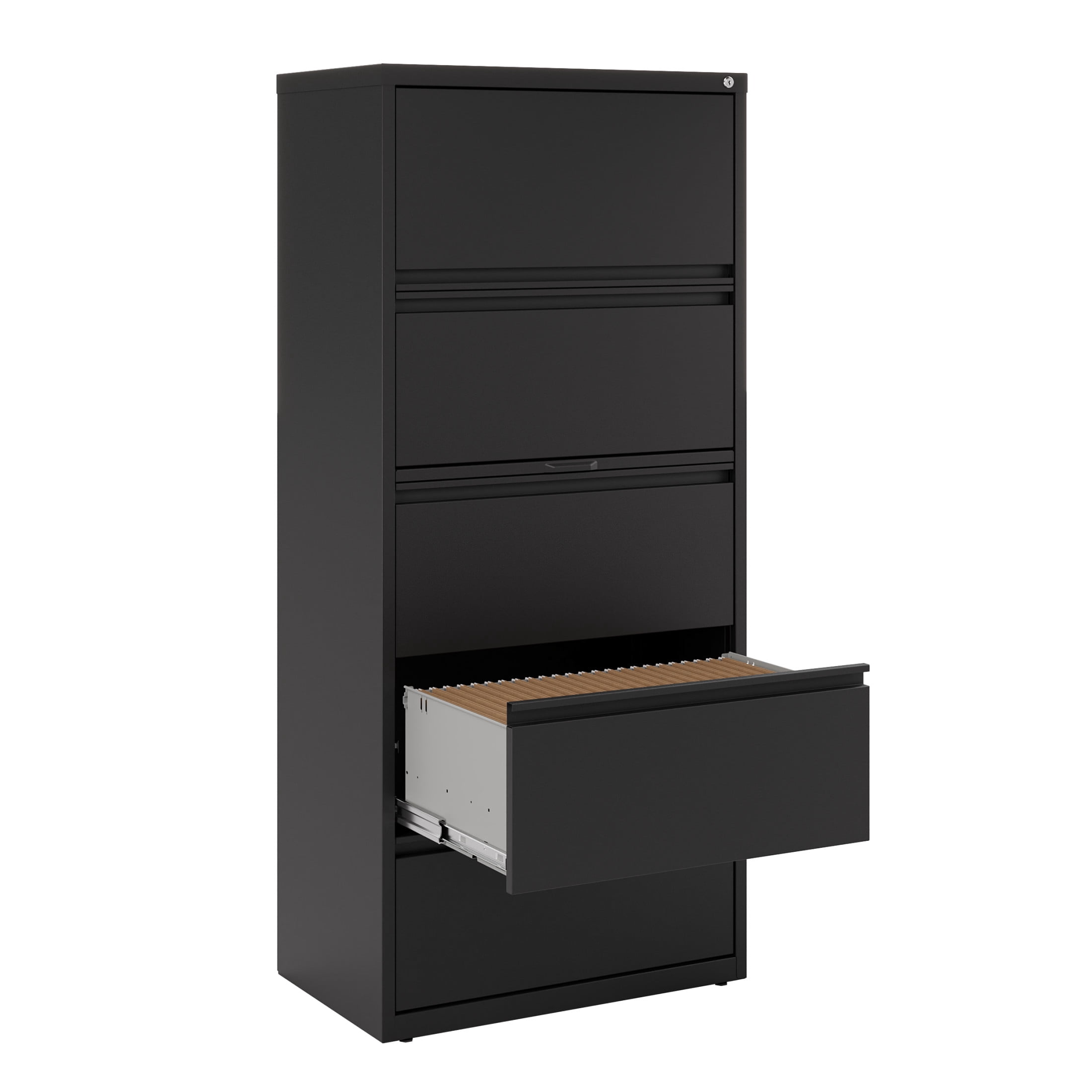 Hirsh 30 inch Wide 5 Drawer Metal Lateral File Cabinet for Home and Office, Holds Letter, Legal and A4 Hanging Folders, Black