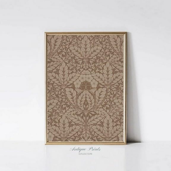Neutral Vintage Pattern Wall Art, Tapestry Wall Art, Vintage Flowers Poster, Botanical Tapestry Art, Farmhouse Earth Tone Decor,, Unframed Canvas Size 8x12