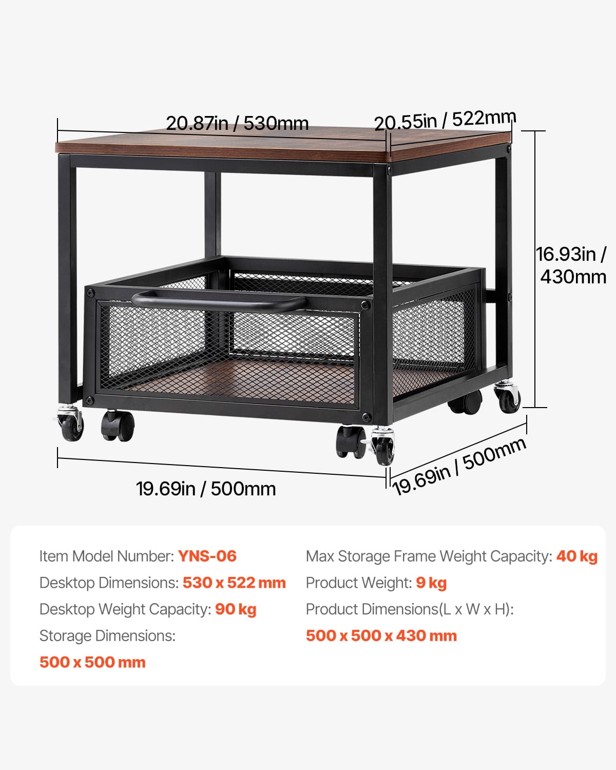 VEVOR Mini Fridge Stand with Storage, 198 lbs Mini Fridge Table with Movable Storage Cart & Swivel Wheels, Beverage Refrigerator Stand for Coffee Bar, Mini Fridge Organizer for Home Dorm, Dark Brown