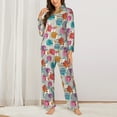 thumbnail image 2 of Picia Easter Egg Pattern Women’s Long-Sleeve Sleepwear Set - Soft 2-Piece Loungewear with Pockets, Comfy PJs for Relaxing Nights-Small, 2 of 7