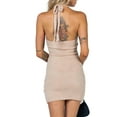 thumbnail image 4 of xiaxaixu Sleeveless Stripe/Gradient/Solid Color U-shaped Neck Knit Halter Dress, 4 of 5