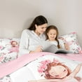 thumbnail image 4 of jejeloiu Ballet Dancer 7pcs Bedding Comforter Set,Cute Bufferflies Flowers Queen Bedding Sets,Pink Floral Queen Sheet Sets For Kids,Microfiber Bedroom Decor Reversible, 4 of 8
