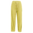 thumbnail image 4 of Summer Pants for Women Pocket Elastic Breathable Trousers Loose Waist Pant Womens Pants Indoor Soccer Trousers for Women Work Toga Womens Boot Leg Pantsuits Work Casual Outfit Olive plus Yellow 3XL, 4 of 5