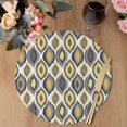 thumbnail image 3 of Yellow Black Geometric Round 13 Inch Placemats Set of 8, Abstract Art Diamond Modern HeatResistant Non Slip Place Mats for Dining Table, Wipeable Braided Kitchen Table Mats for Housewarming, 3 of 9