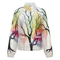 thumbnail image 5 of Jackets for Women Winter Coat Jackets Flannel Stand Collar Jacket(Abstract Tree Splash Art,Size:S-4XL), 5 of 7